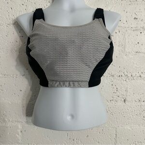 Glamorise Custom Control Sports Bra 34H Gray Black Wireless Workout Gym BH6